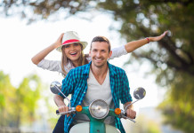 Couple on a scooter