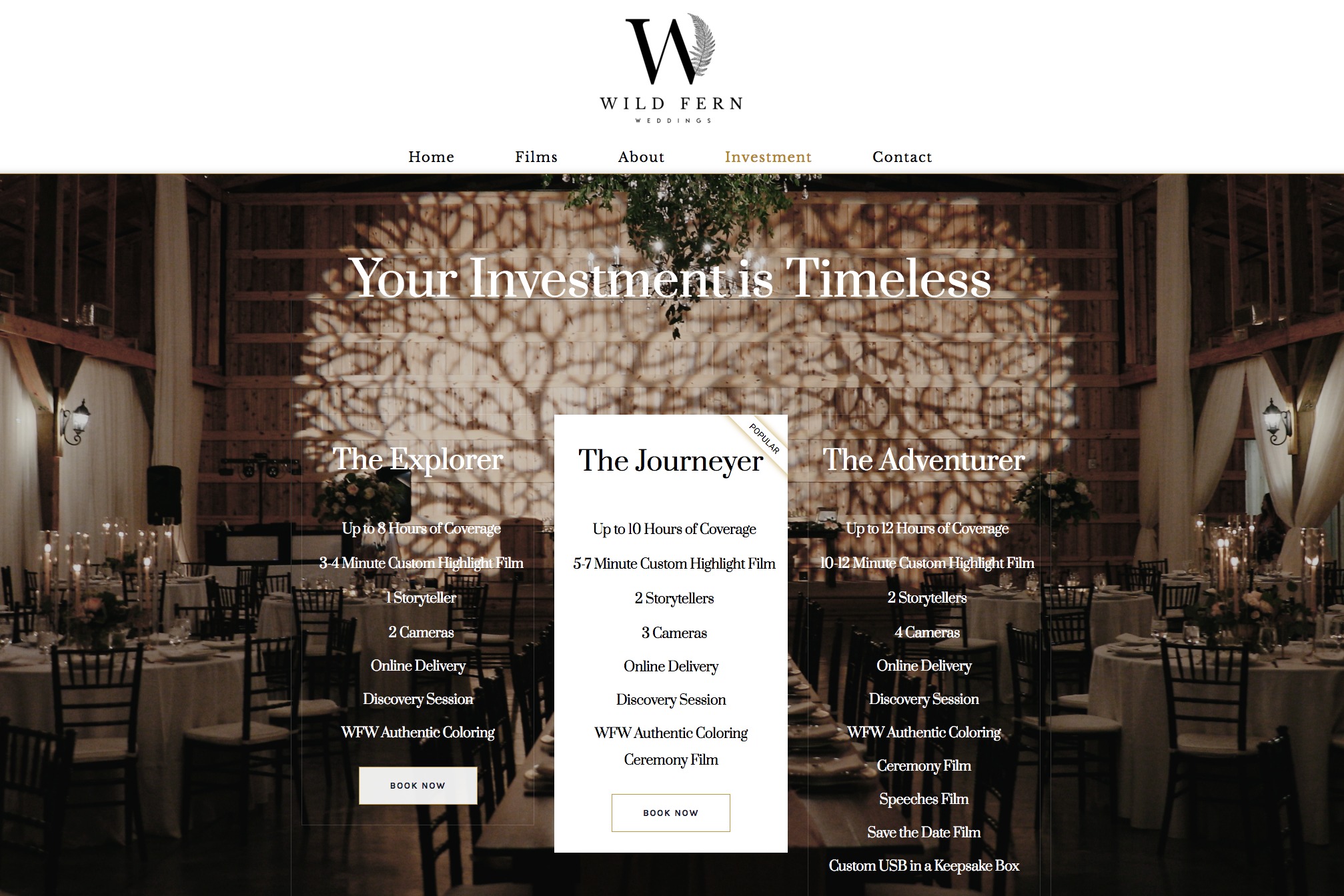 Wild Fern Weddings - Web Design